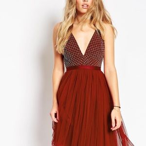 NWT Needle & Thread Red Beaded Holiday Tutu Dress